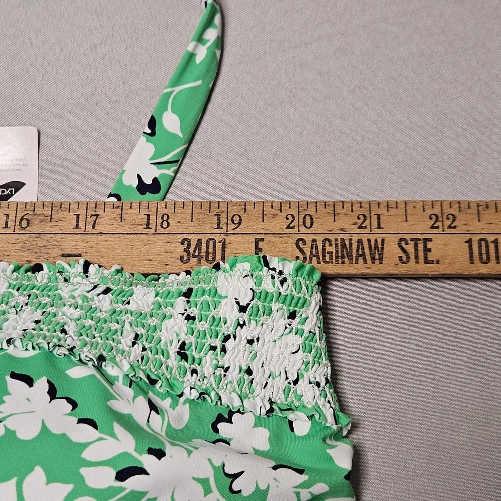 Draper James Lands End Swimsuit Womens 26W Green Floral Smocked One Piece NWT